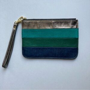 Fossil Leather Multi Colored Striped Wristlet